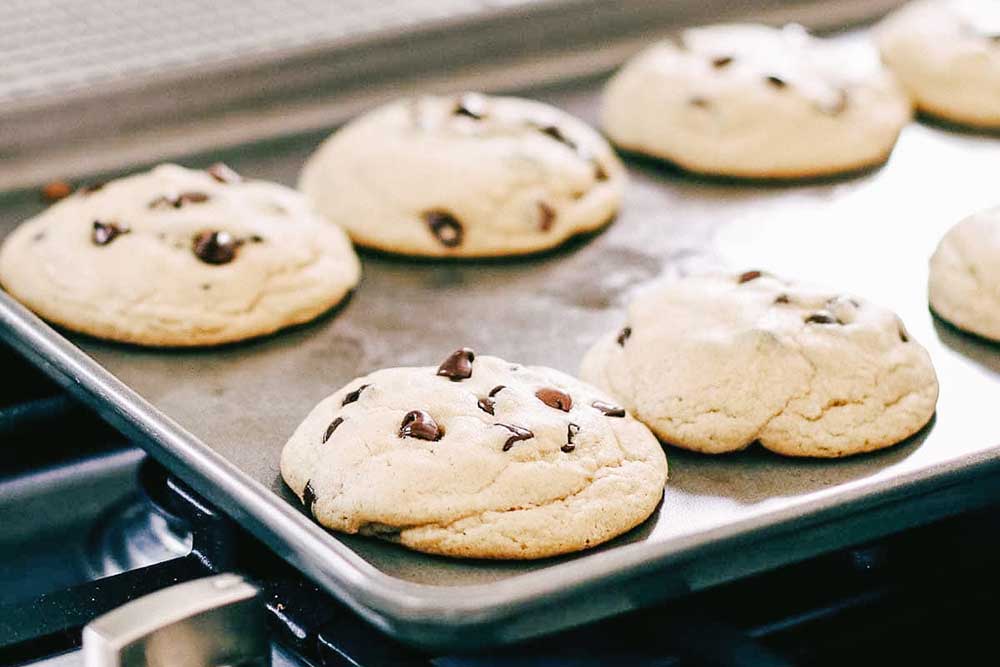 Collide blog easy cookie recipe displayed on the baking sheet