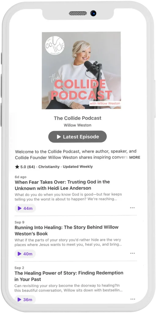 The Collide Podcast phone mockup.